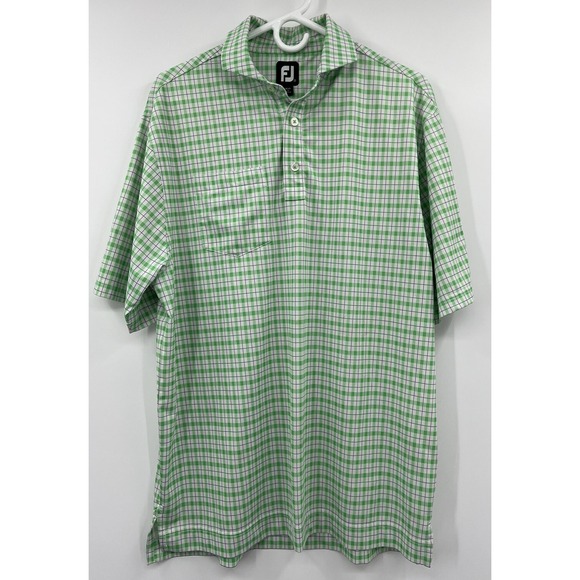 FootJoy Other - FootJoy Green Plaid Polo Golf Shirt Medium Pocketed Bucks Run Logo